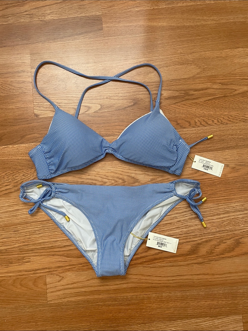 Helen Jon Blue Gingham Tie-Side Bikini